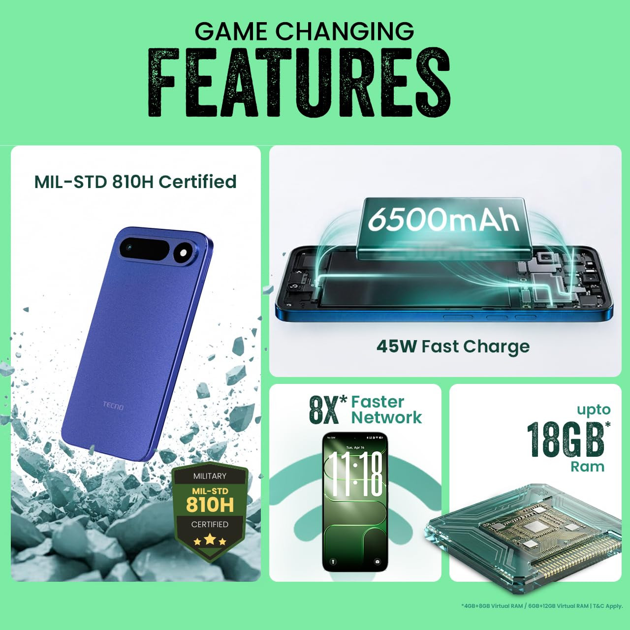 Tecno POP X 5G 6 GB RAM 128GB Storage Midnight Blue - Product image 2