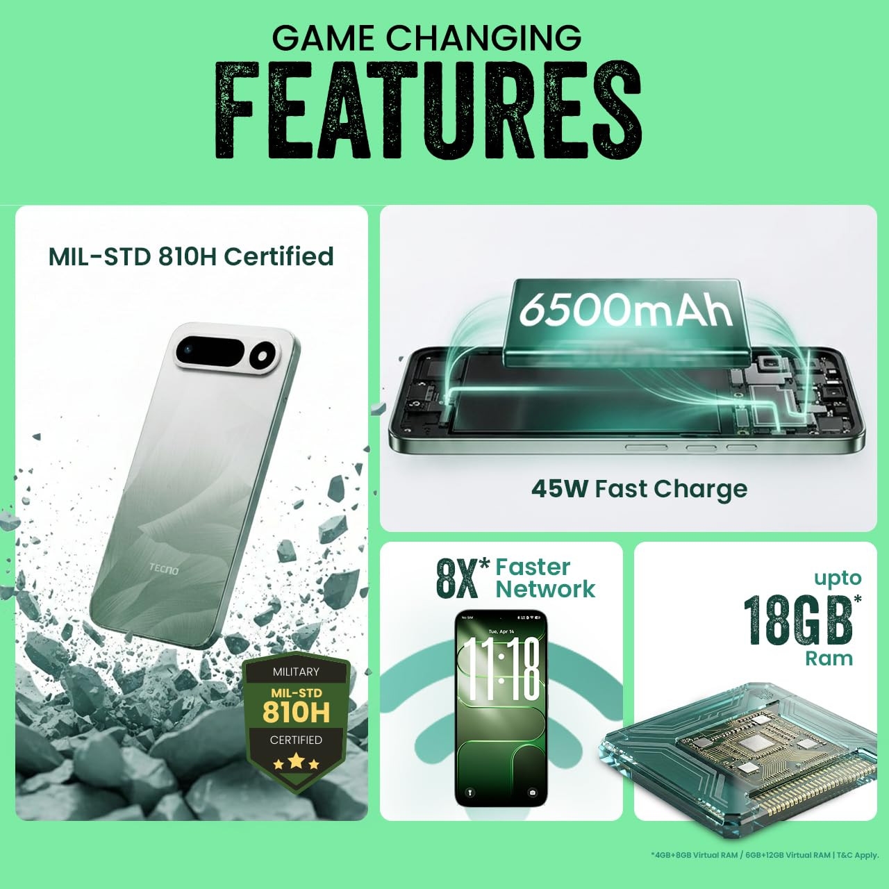 Tecno POP X 5G 6 GB RAM 128GB Storage Ripple Green - Product image 2
