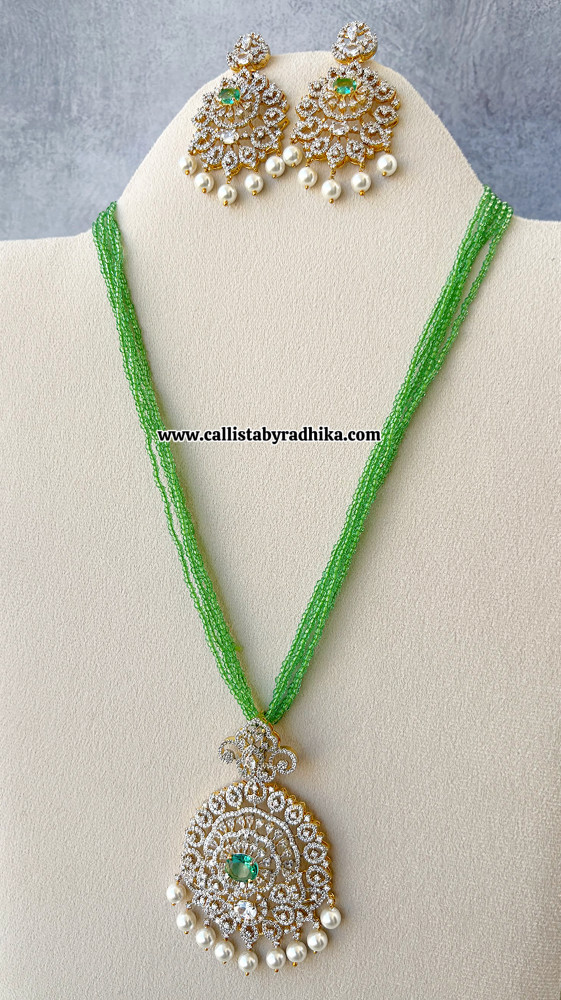 Image of Mint Green Swarovski Diamond pendant Set
