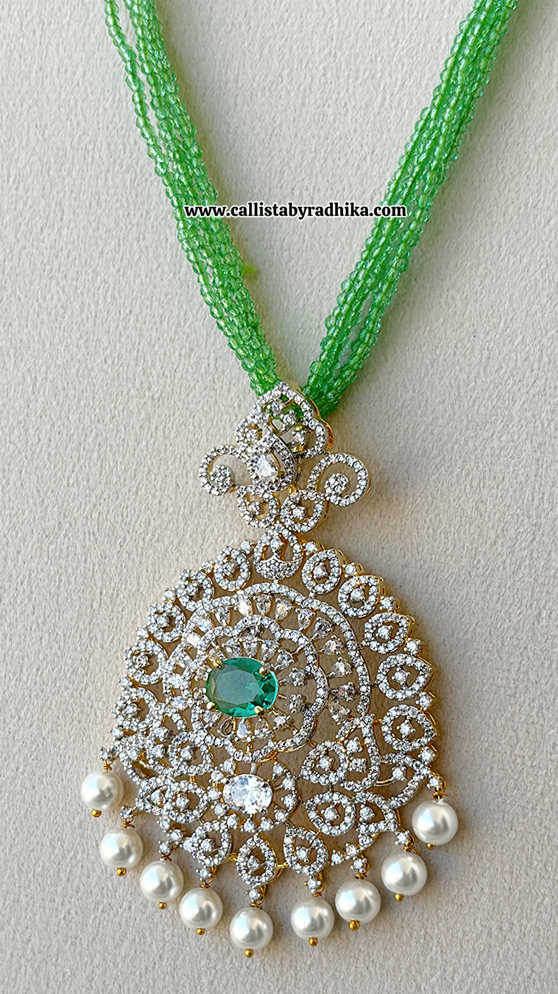 Mint Green Swarovski Diamond pendant Set