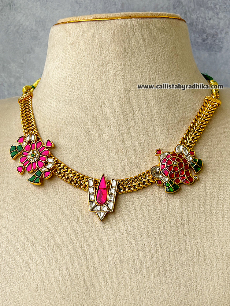 Image of Jadau Kundan Naamam Neckpiece (CG-120)
