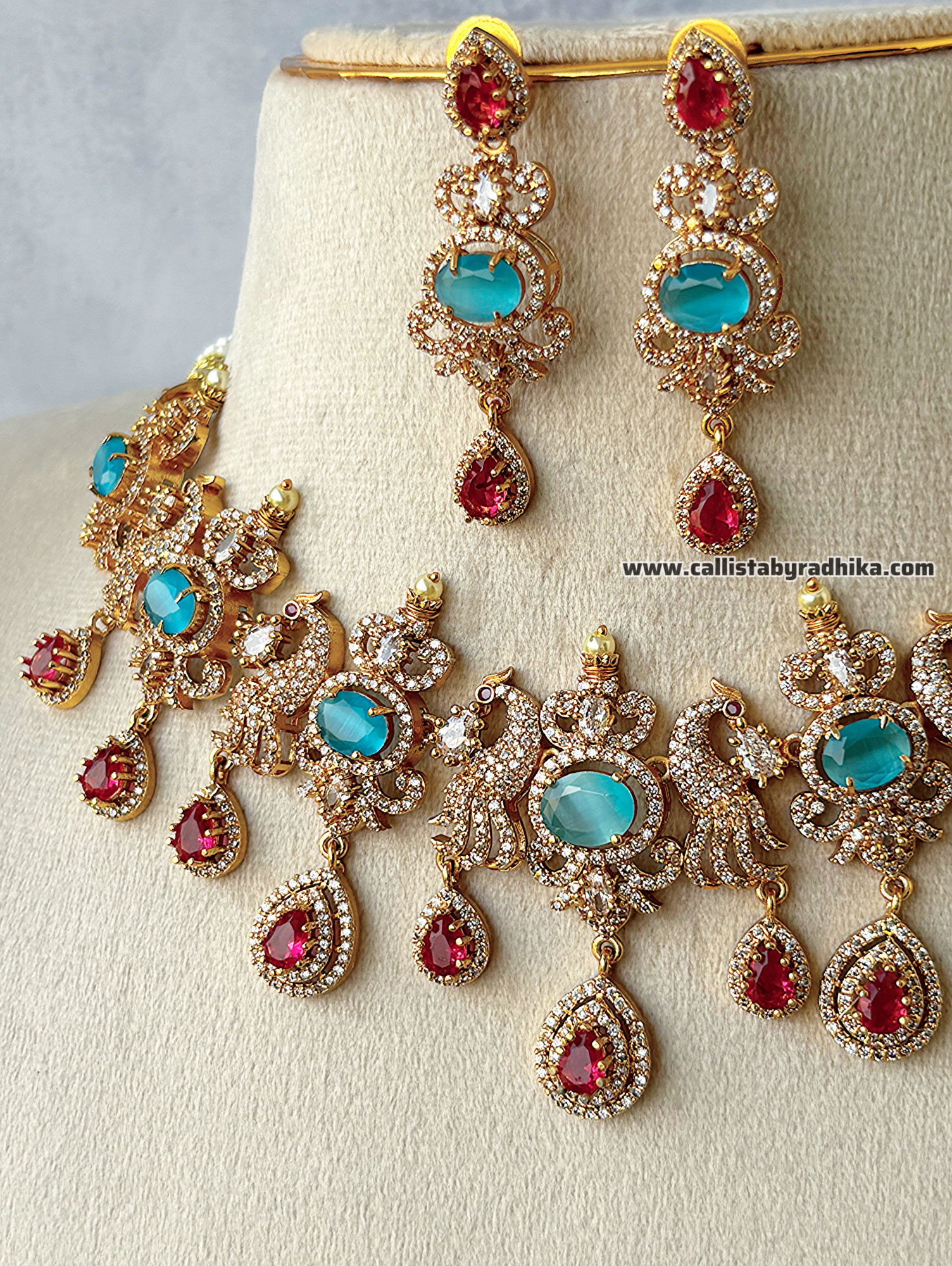 Aqua Blue Cherry Stone Choker