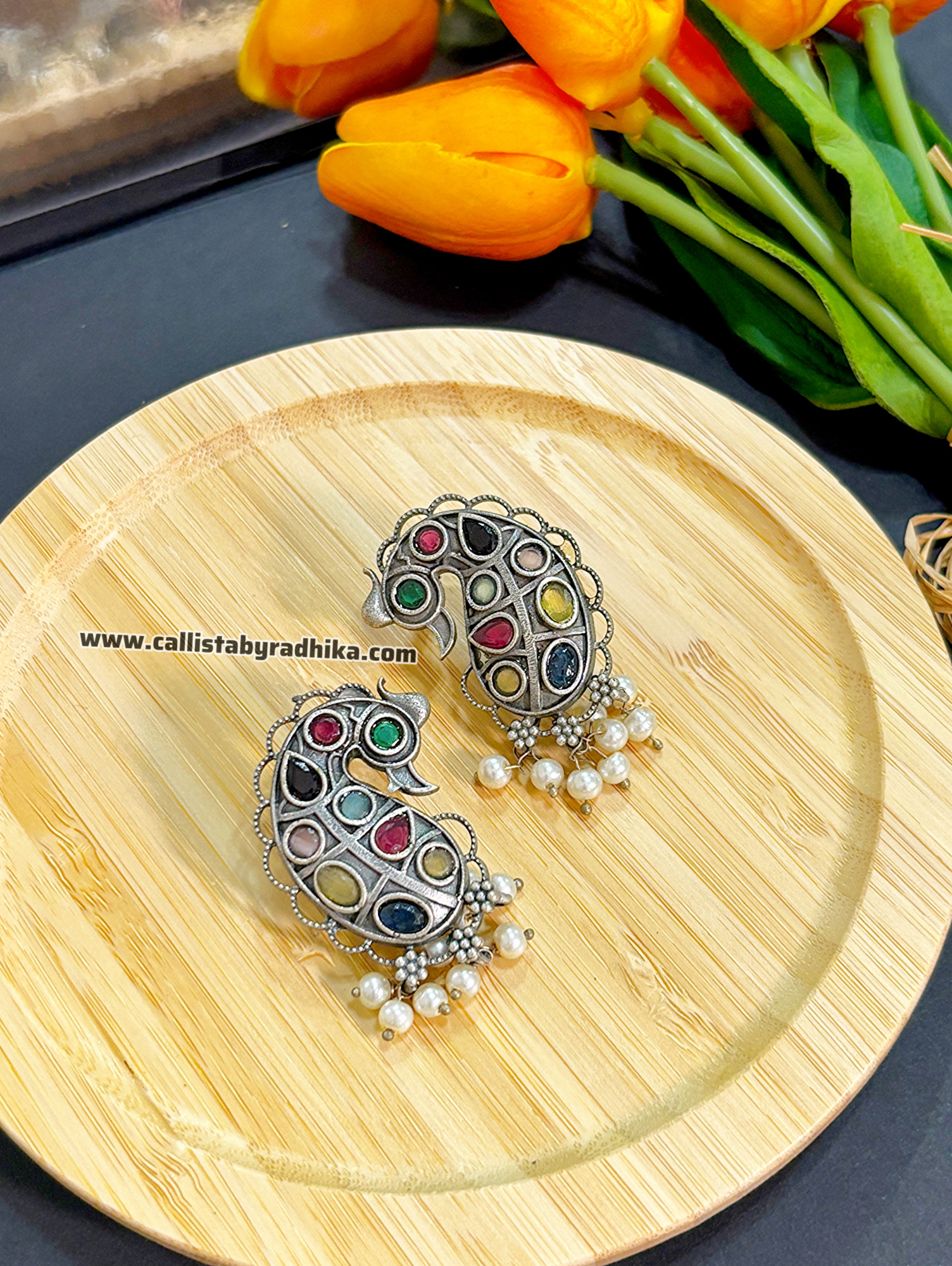 Silver Replica Peacock Earring