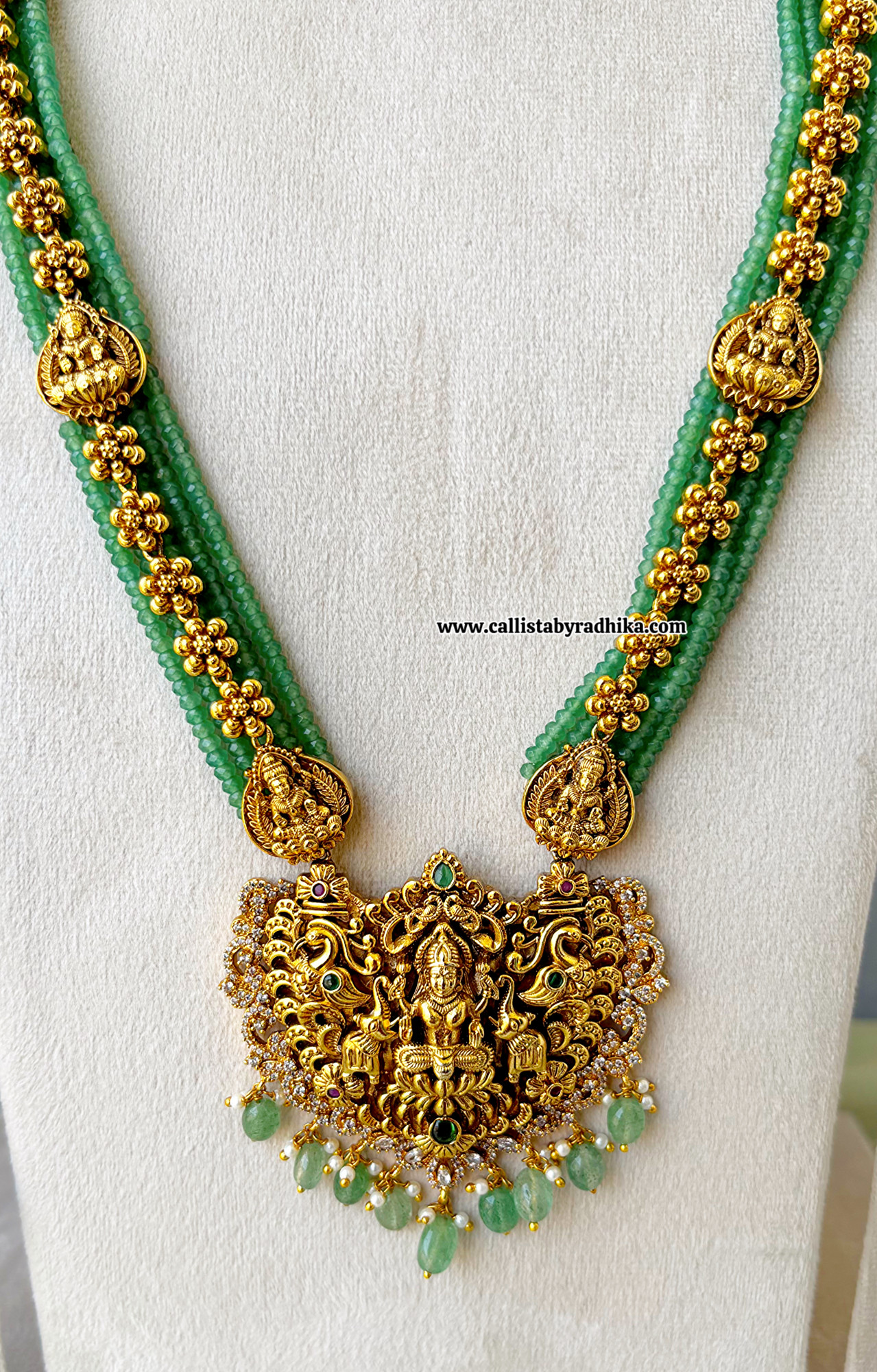 Green Beads Nakshi Long Haaram