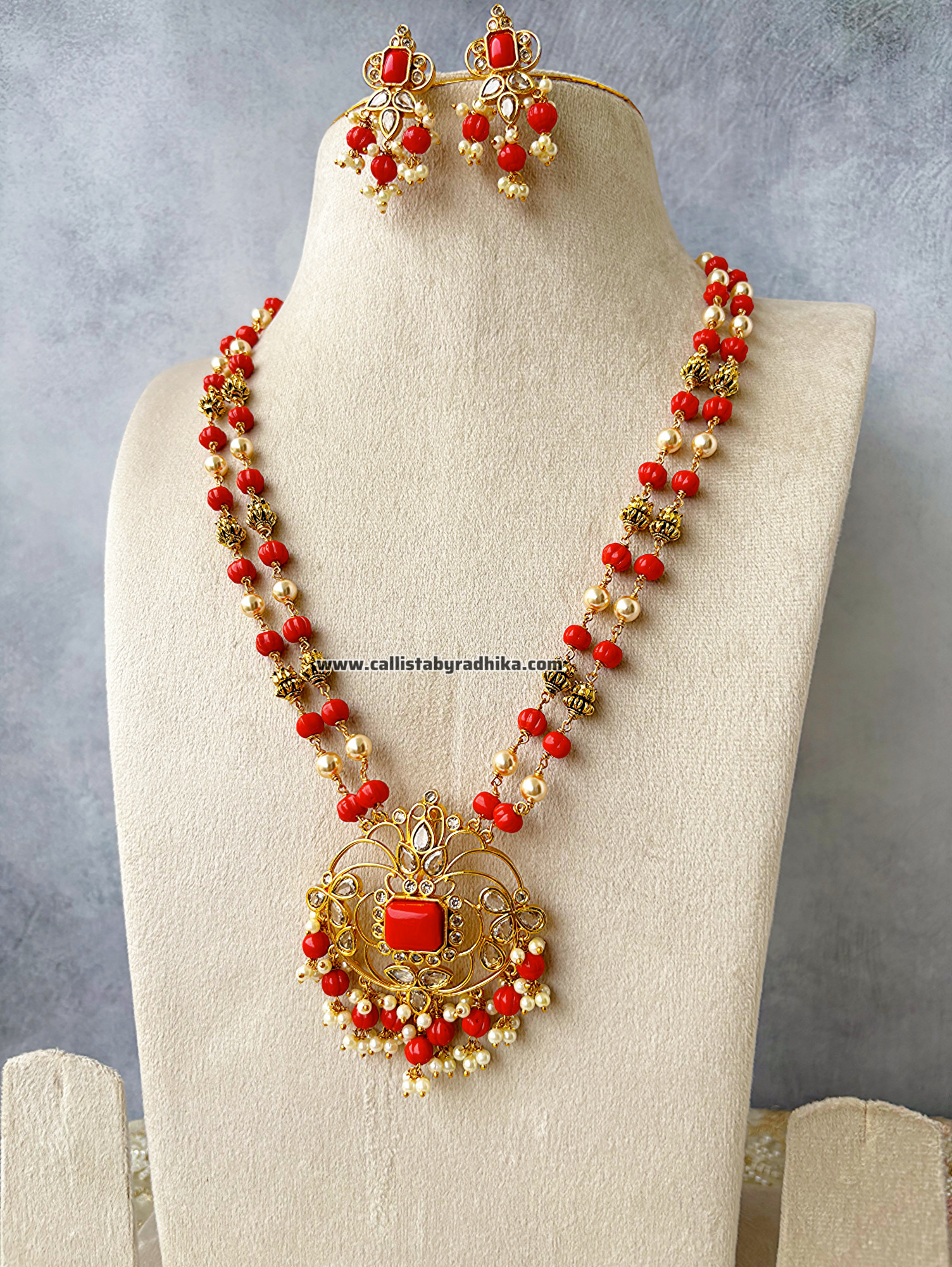 Coral Long Neckpiece