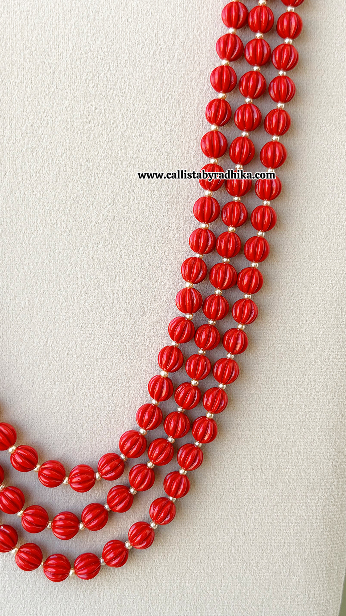 Coral Pumpkin Beads maala