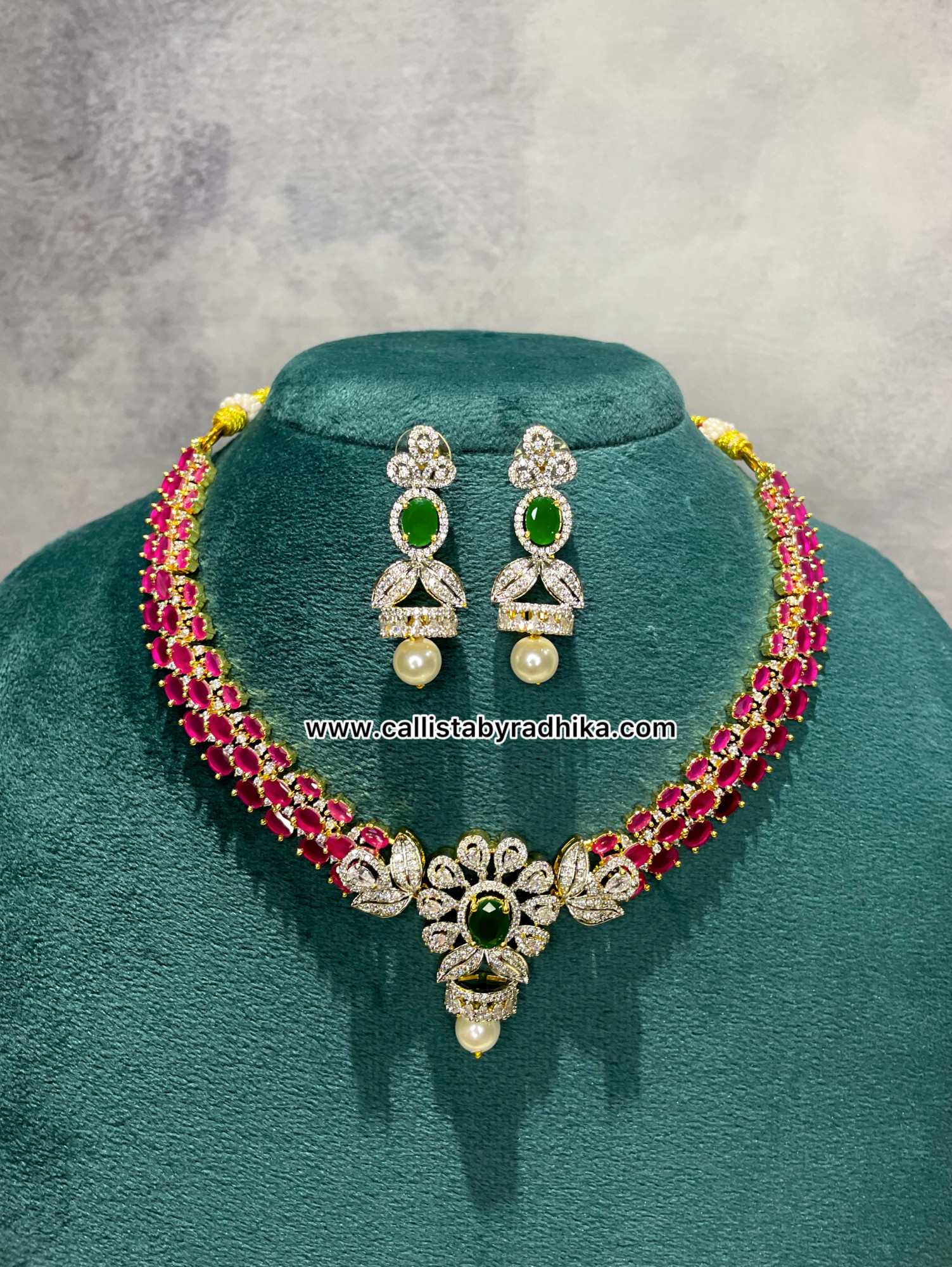 Ruby Stone Neckpiece Set