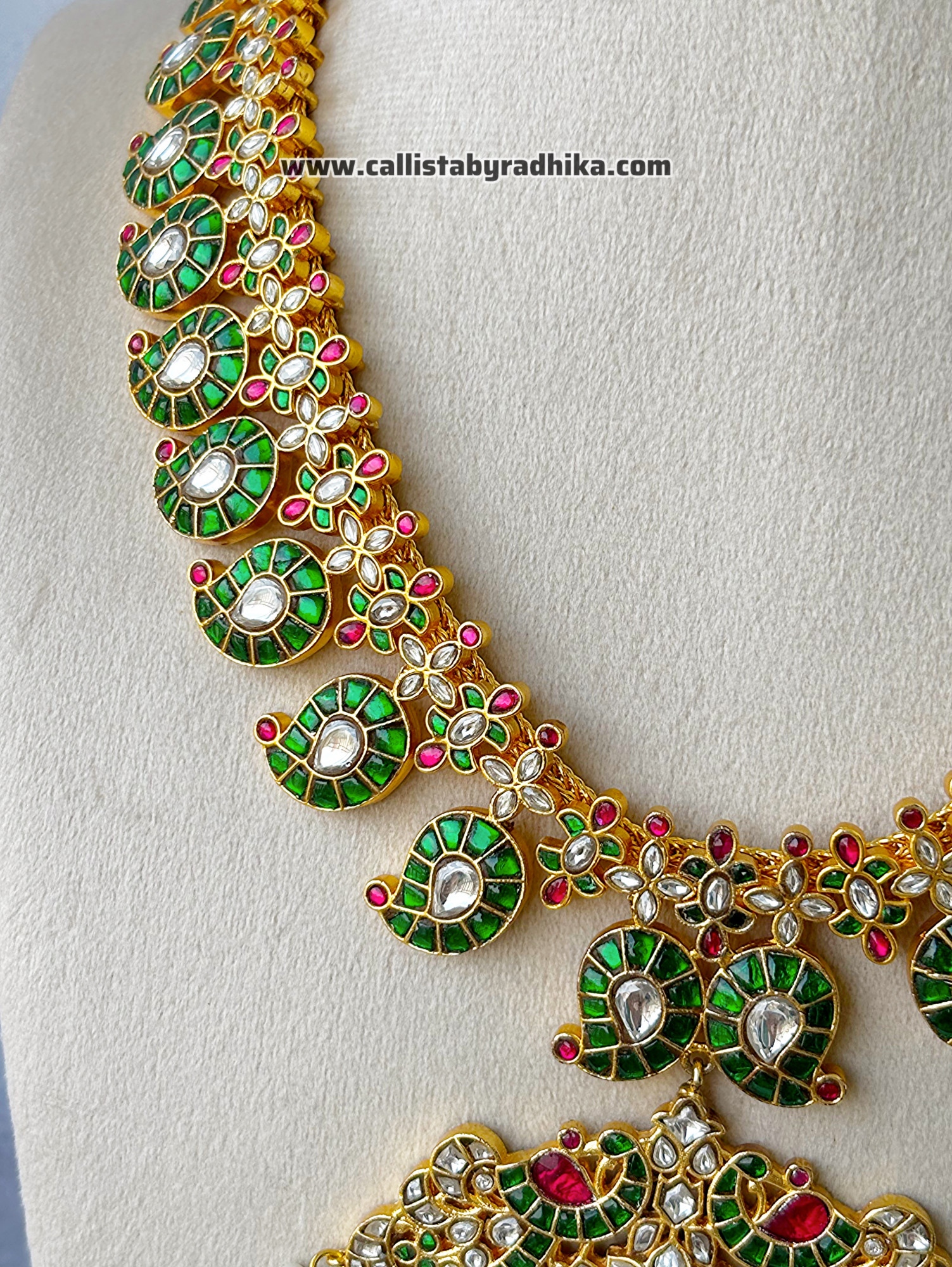 Jadau Kundan Green Mango Haaram