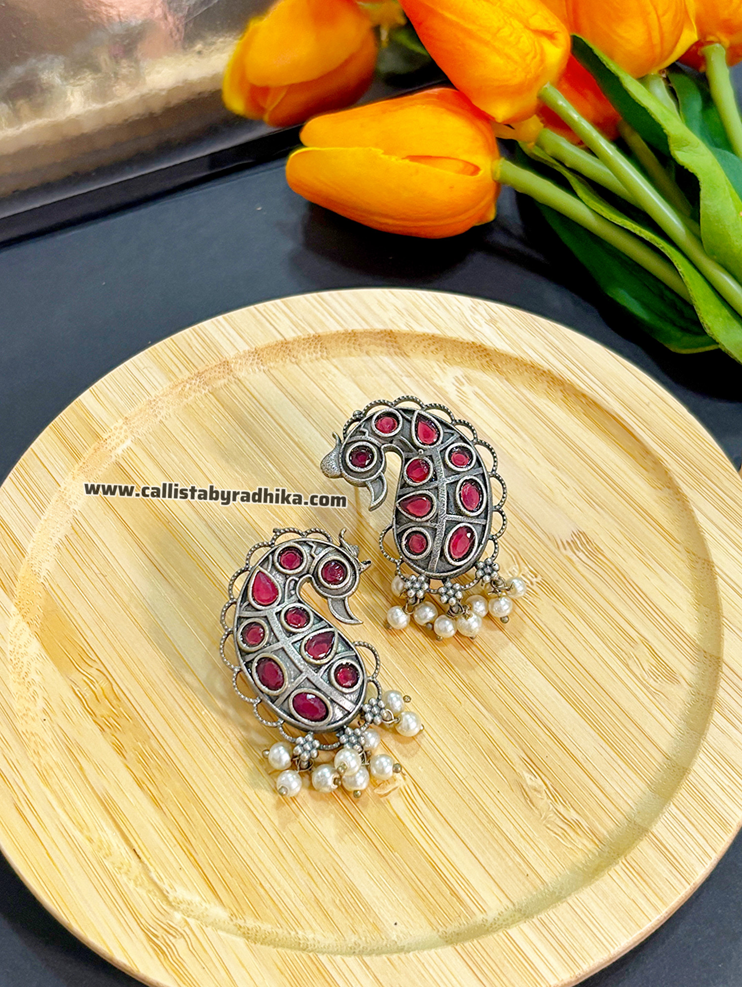 Silver Replica Peacock Earring