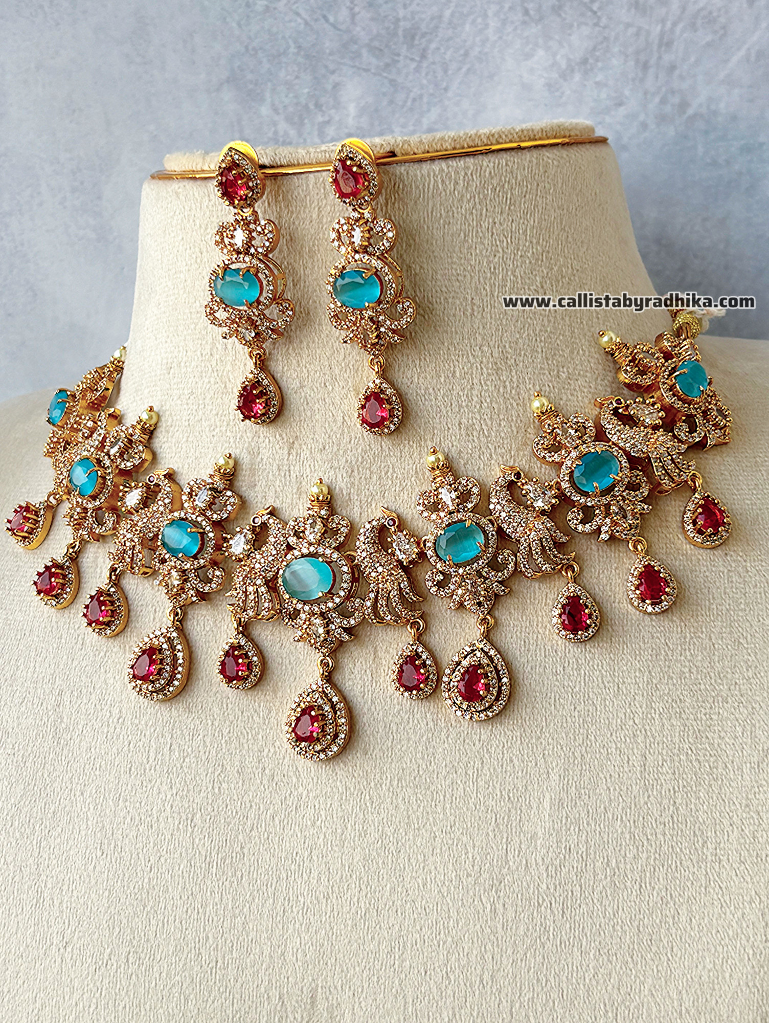 Aqua Blue Cherry Stone Choker