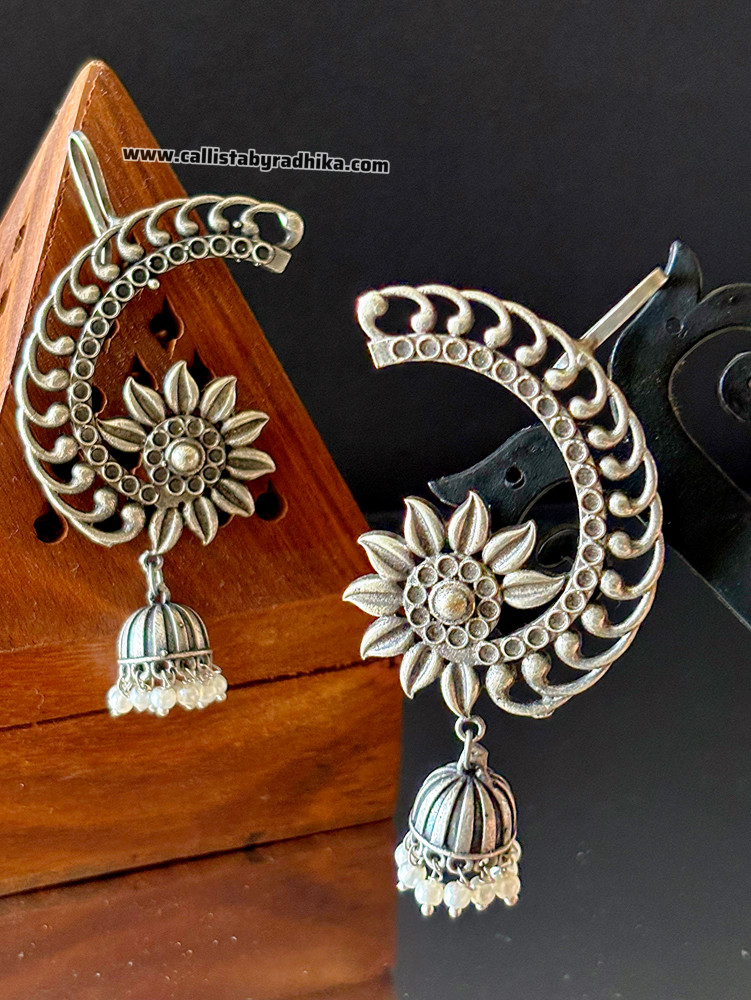 Image of Silver Replica Earcuff Jhumka