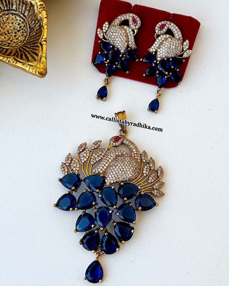 Image of Midnight Blue AD Stone Pendant Set