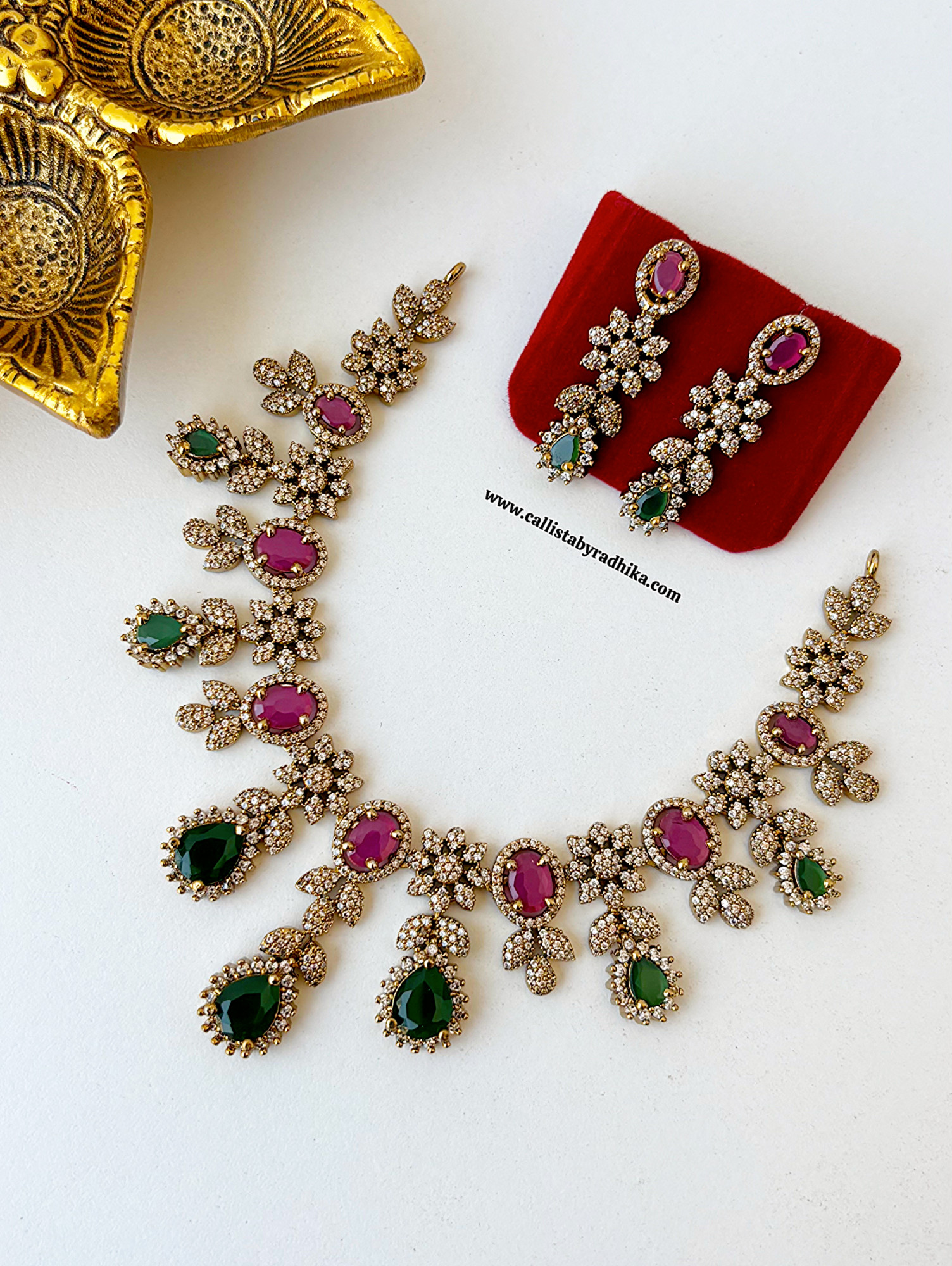 Ruby Green Stone Necklace