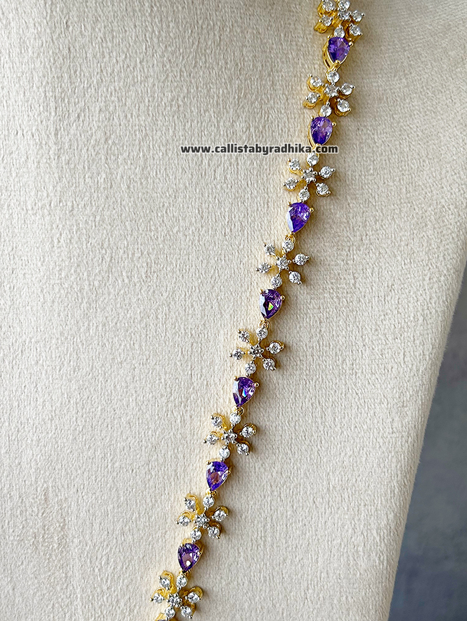 Diamond Look-Alike Purple Long Necklace
