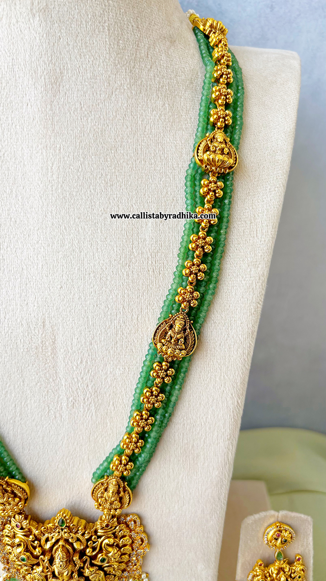 Green Beads Nakshi Long Haaram
