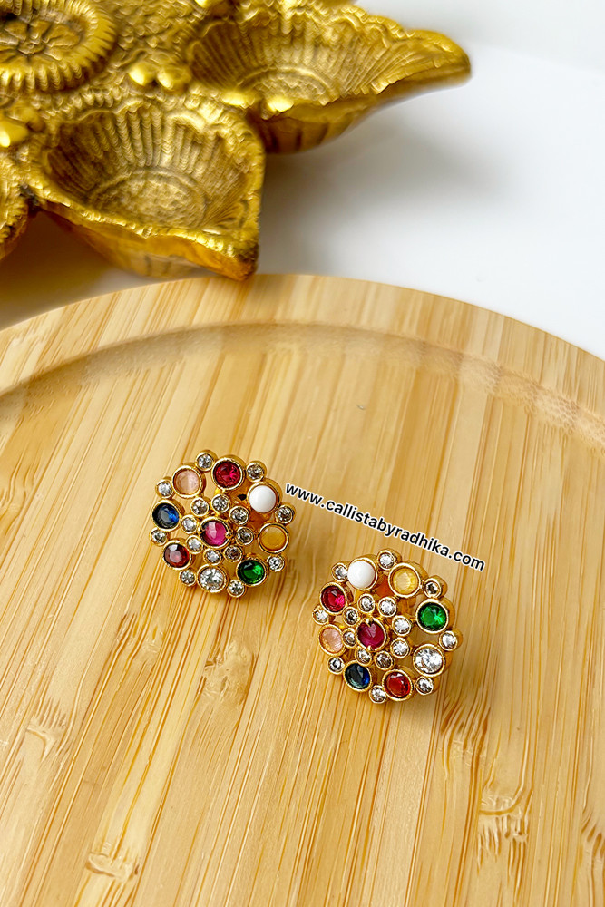 Image of Navaratna Stone Earrings