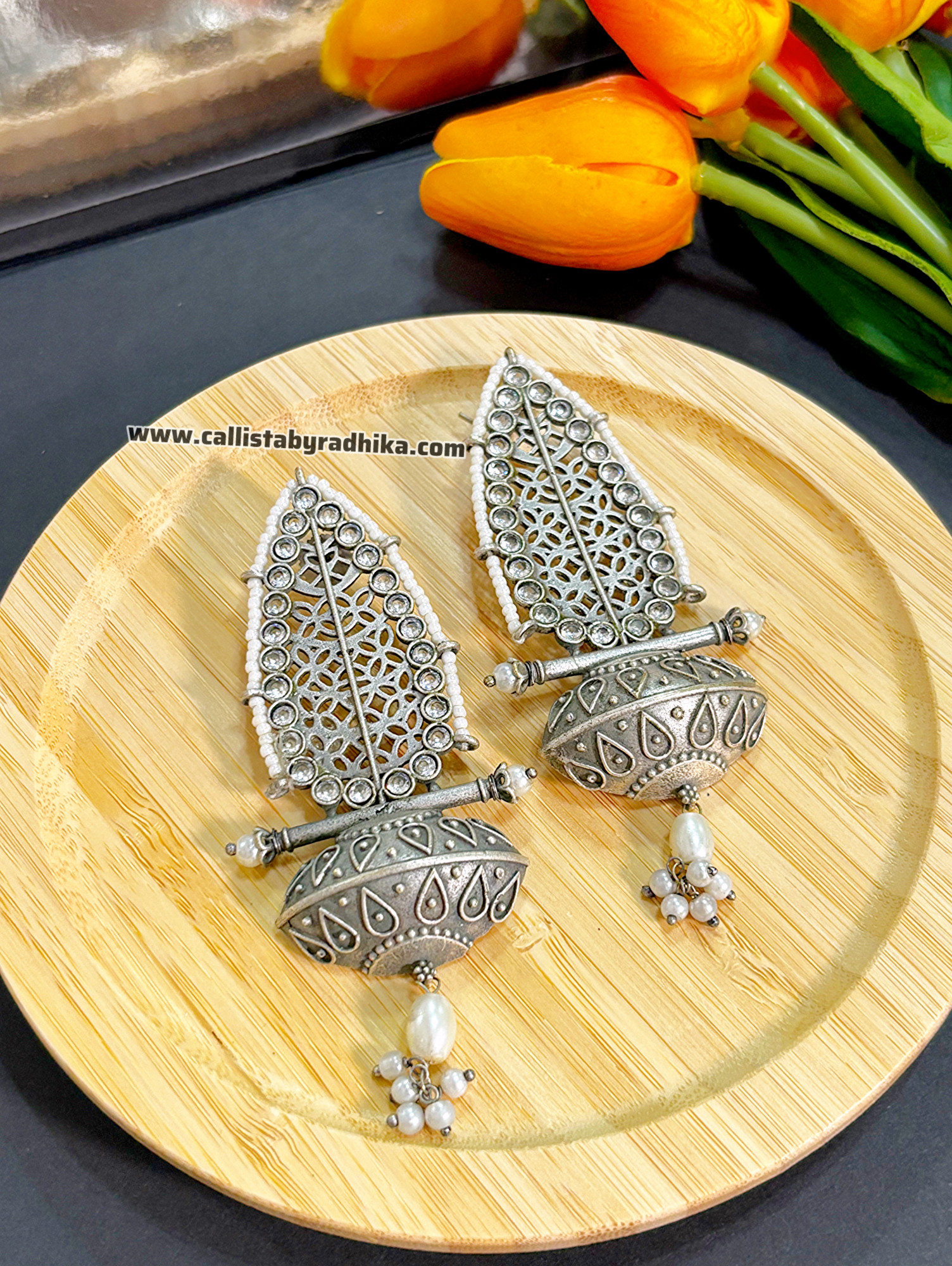 Silver Replica Long Earring