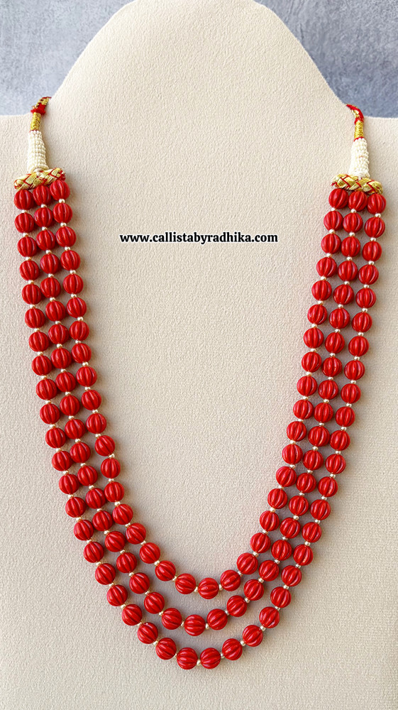 Image of Coral Pumpkin Beads maala