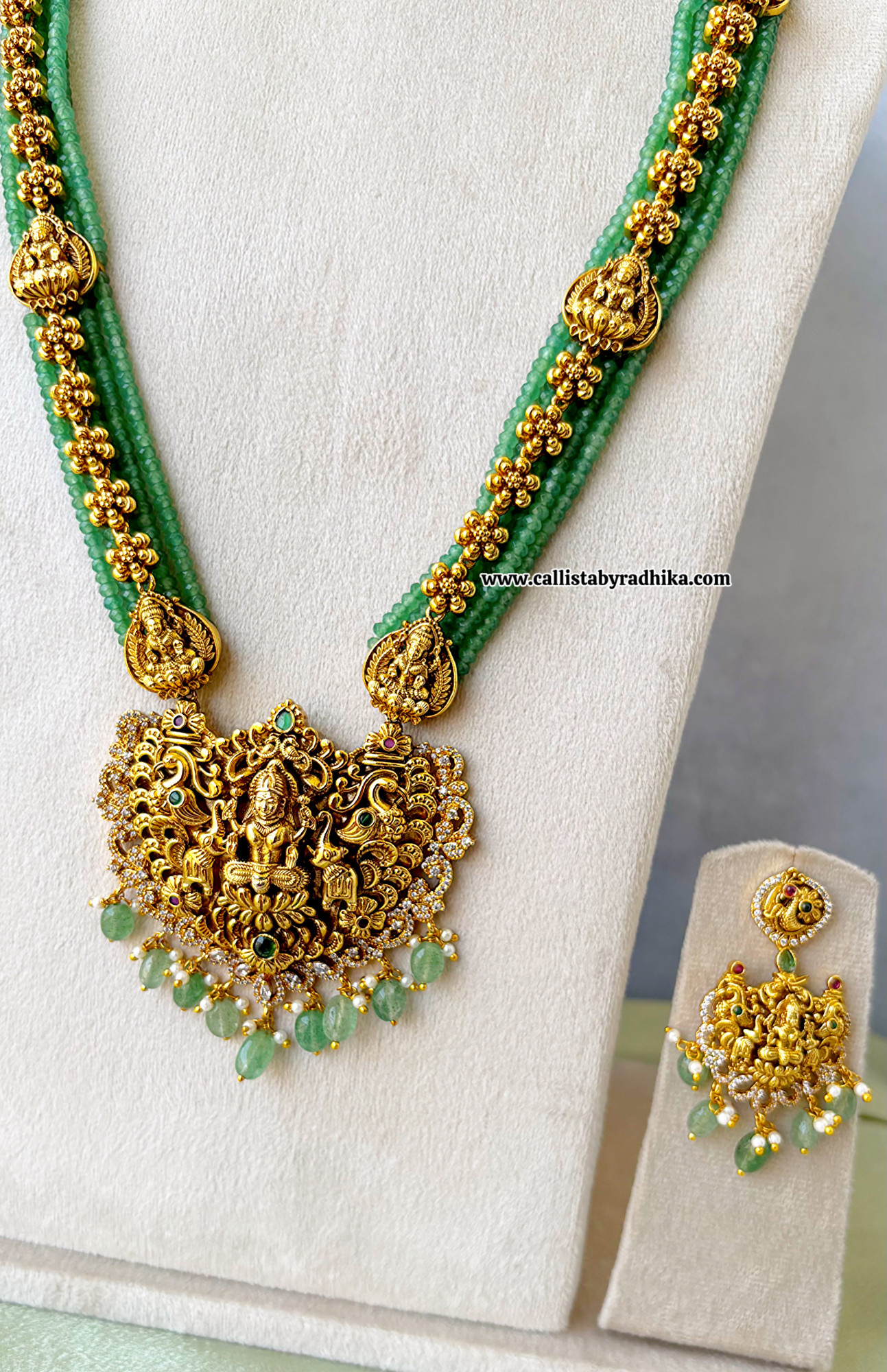 Green Beads Nakshi Long Haaram