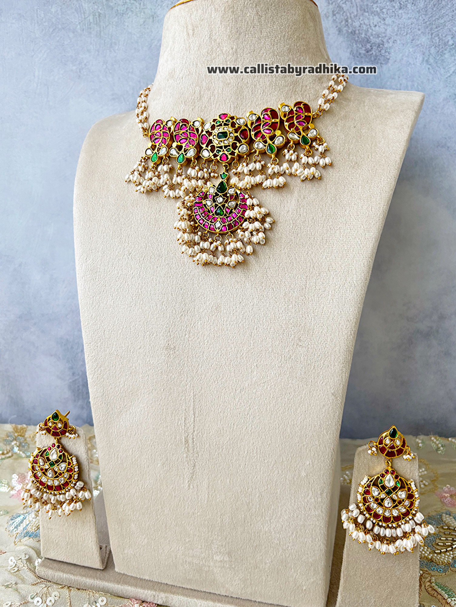 Jadau Kundan Pearl Choker with Earrings