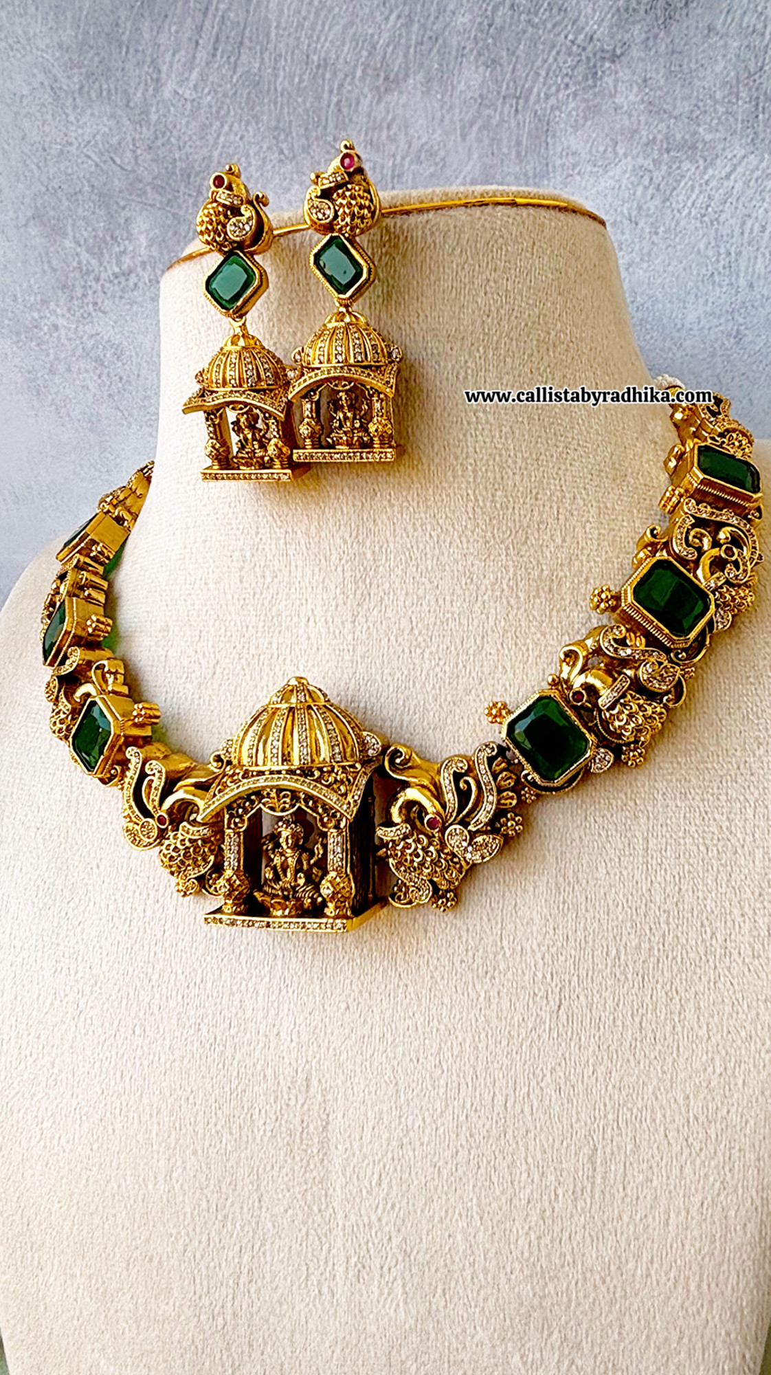 Green Stone Nakshi Necklace