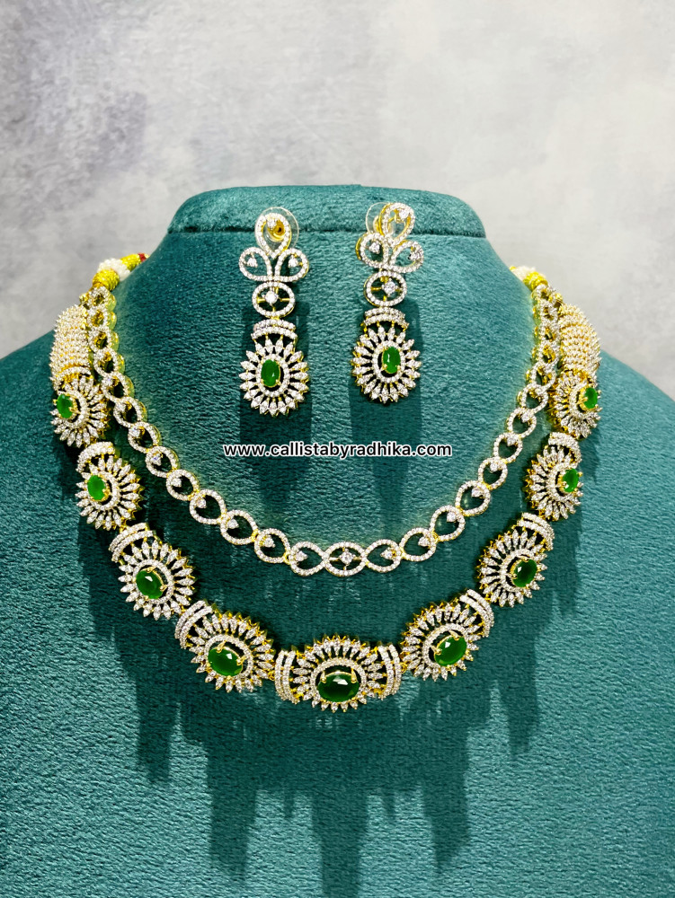 Image of 2 Layer Emerald Green Stone Neckpiece