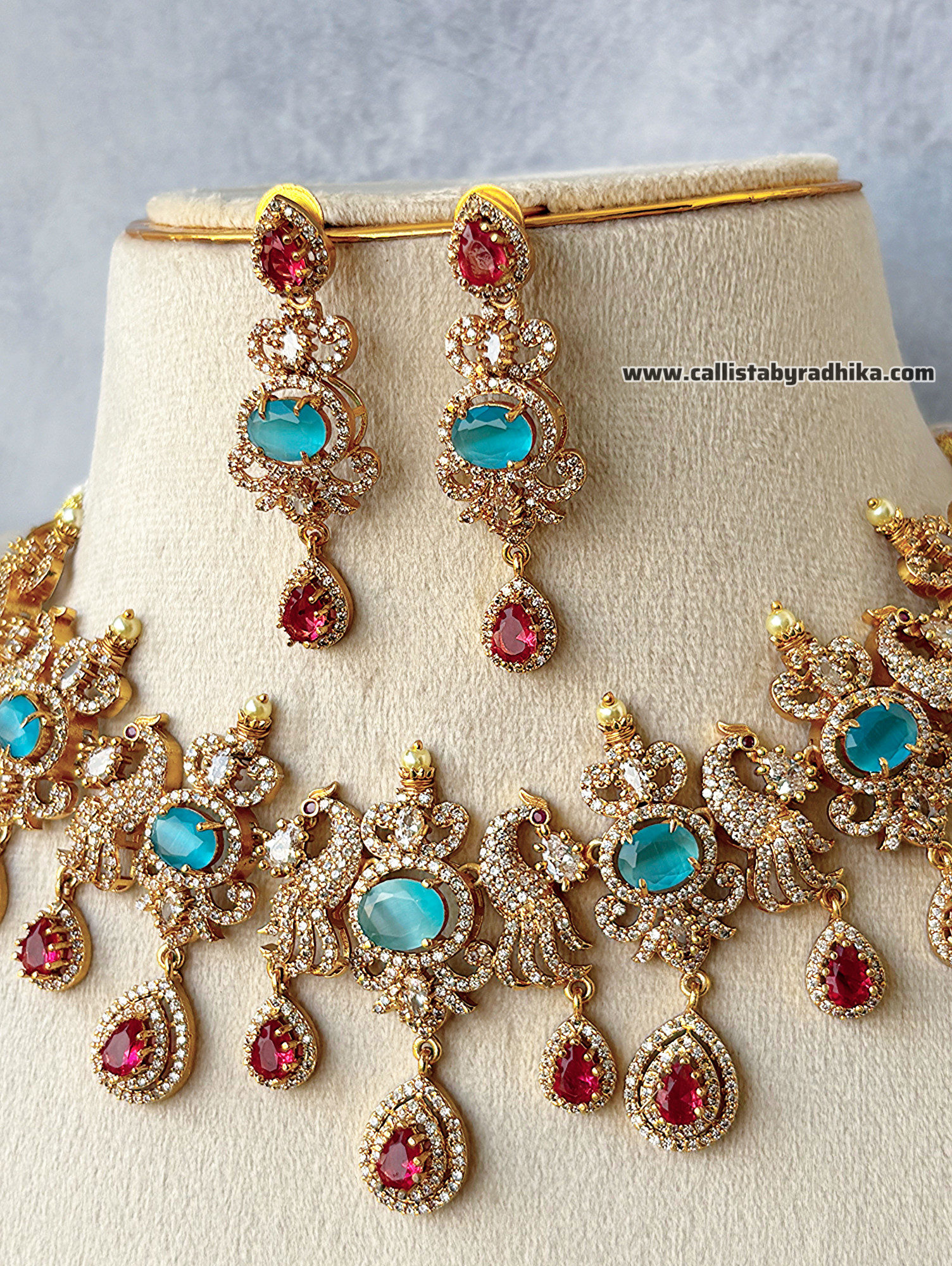 Aqua Blue Cherry Stone Choker