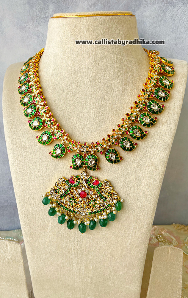 Image of Jadau Kundan Green Mango Haaram