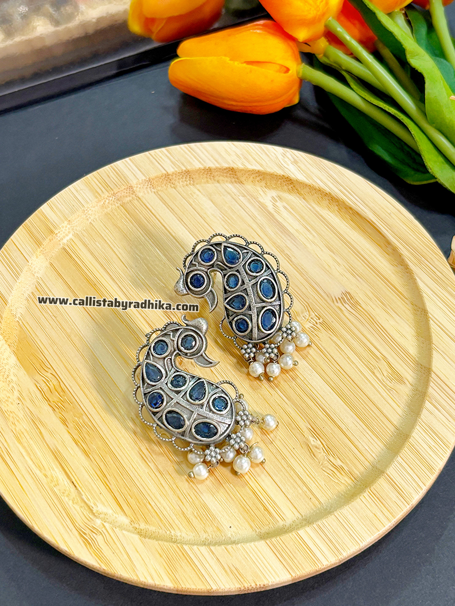 Silver Replica Peacock Earring