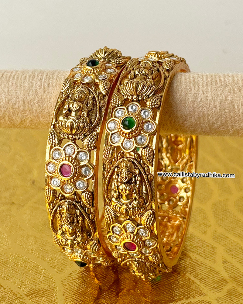 Image of Nakshi Gold Polish Stone Bangle