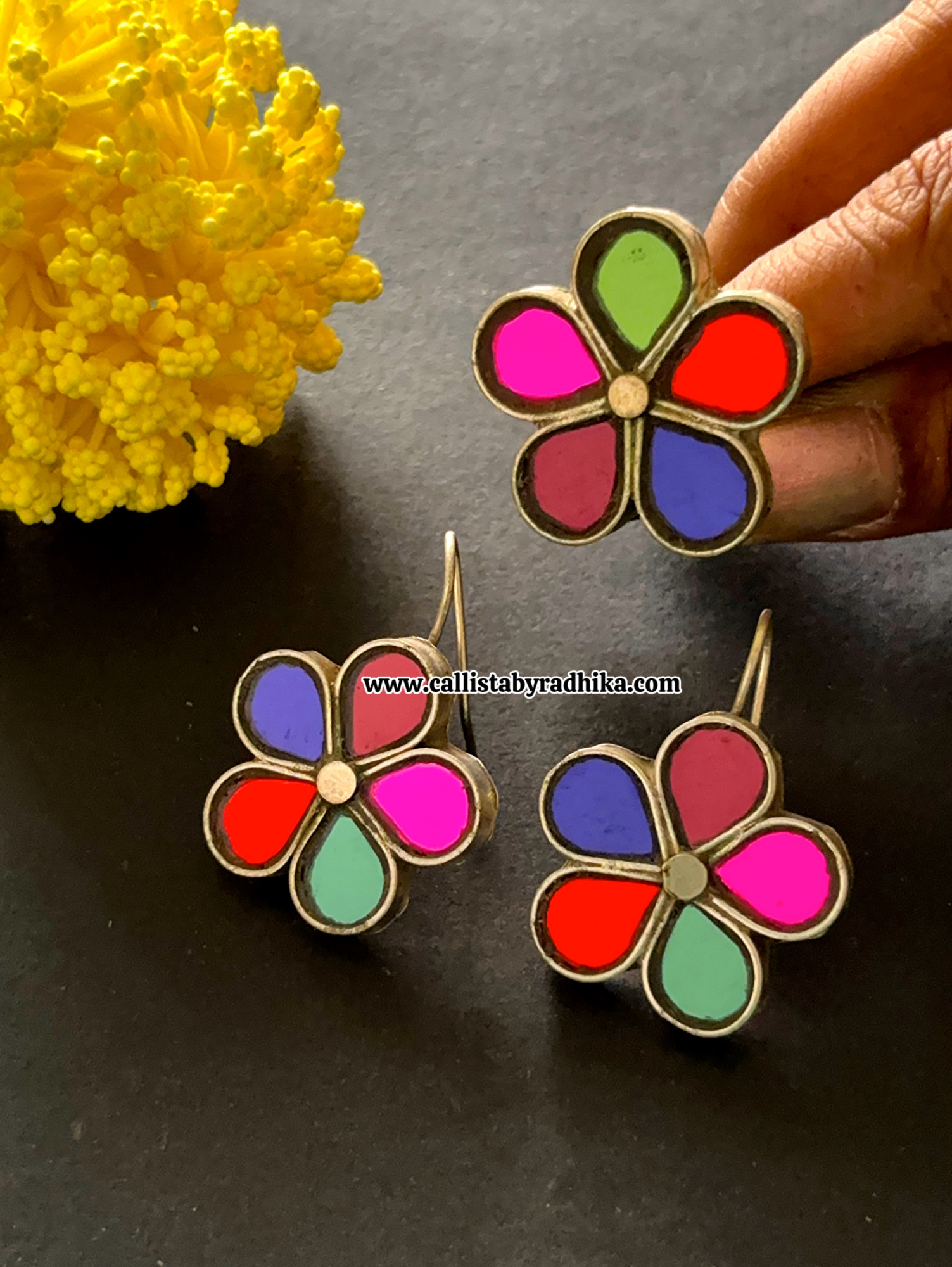 Real Glass Earrings Set