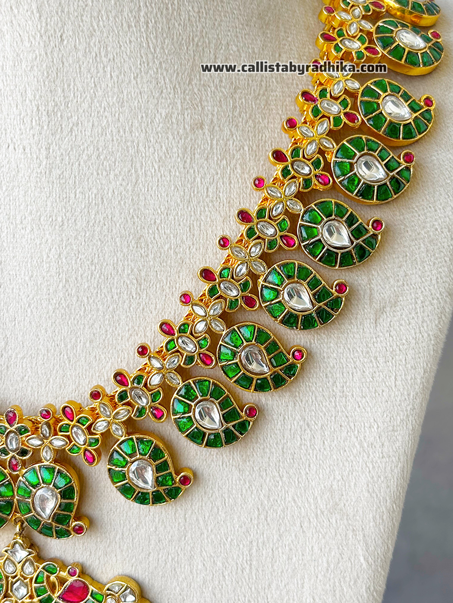 Jadau Kundan Green Mango Haaram