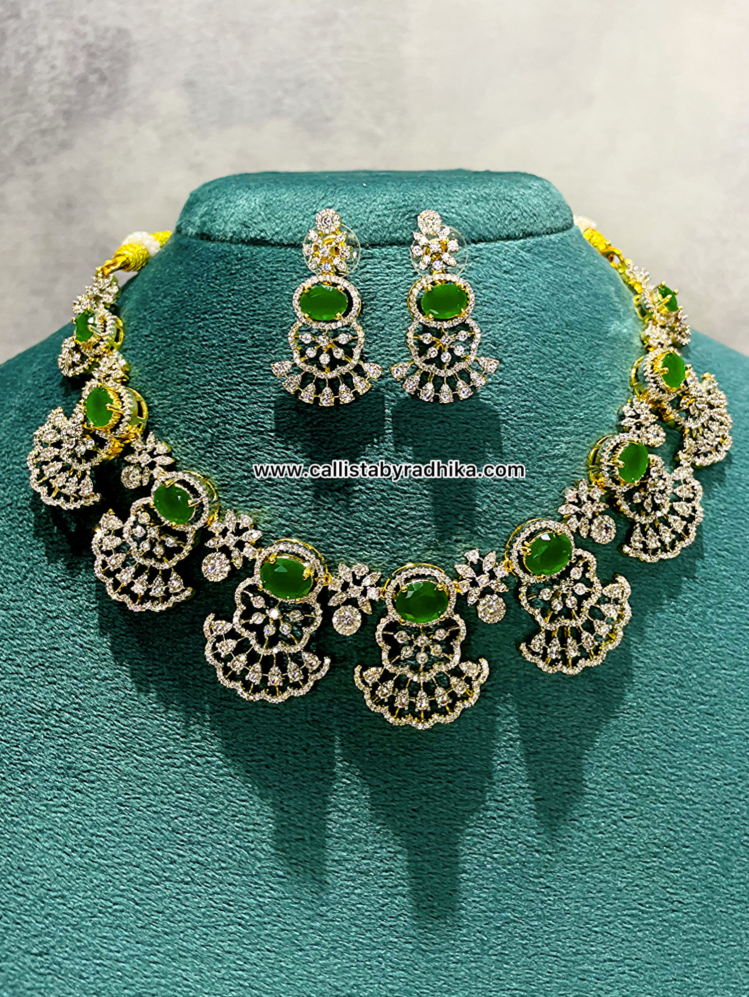 Emerald Green Diamond Look-Alike Choker