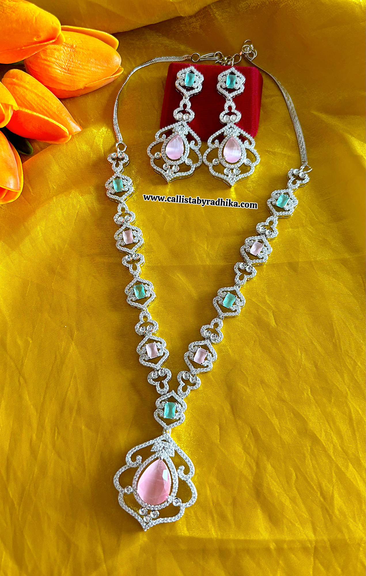 Mint Blush AD Necklace