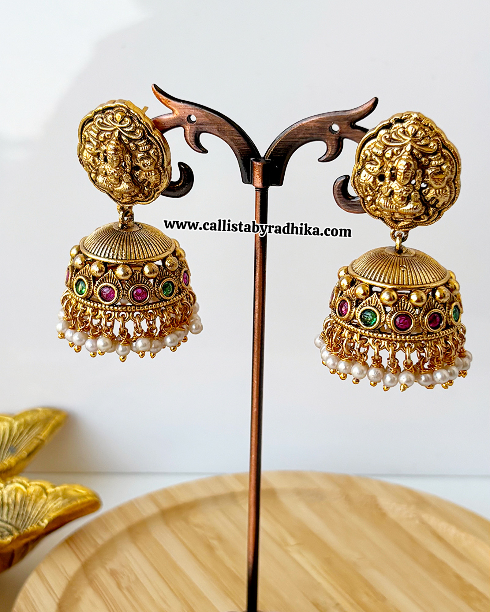 Gold Polish Nakshi Jhumka