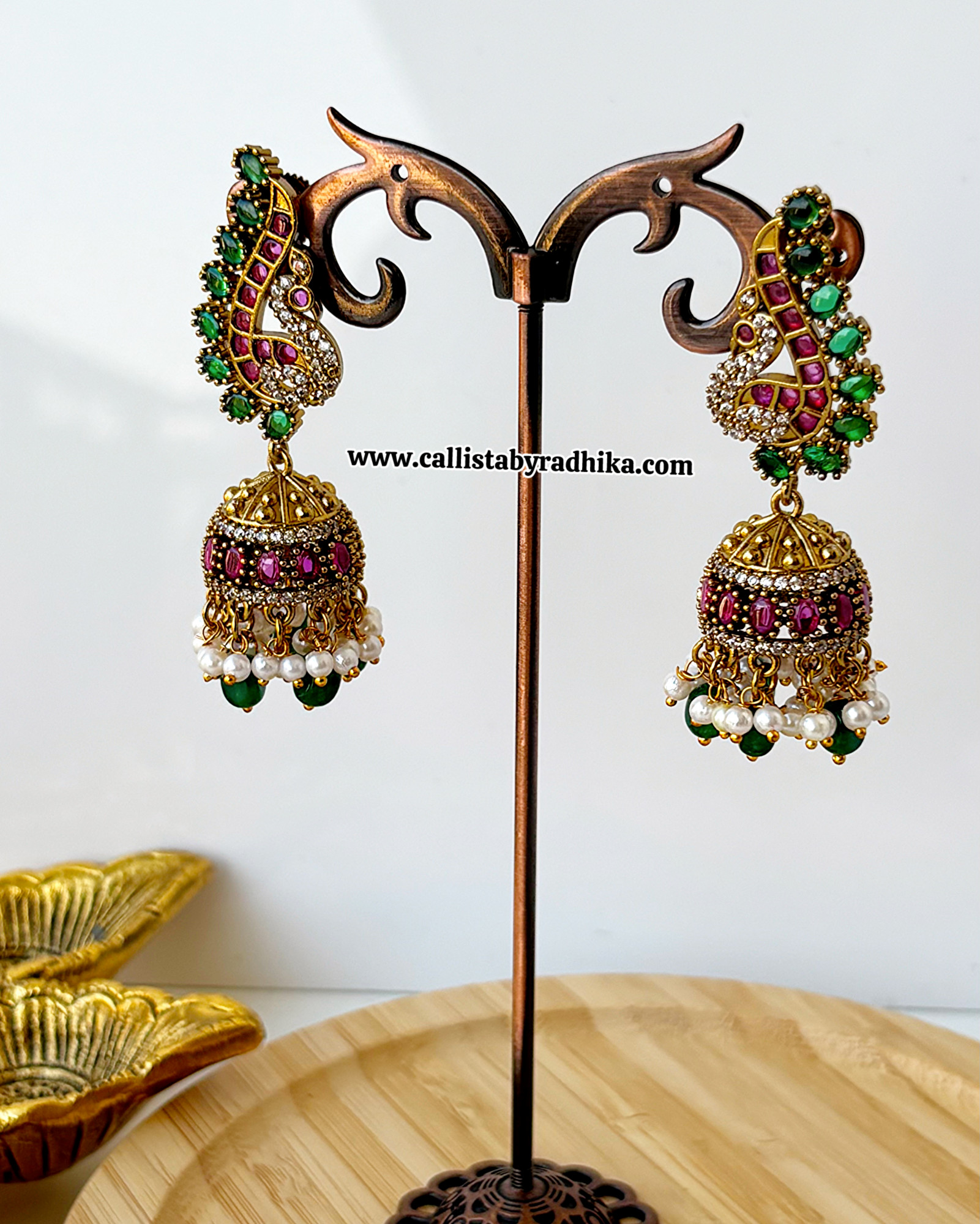 Gold Polish Peacock Jhumka