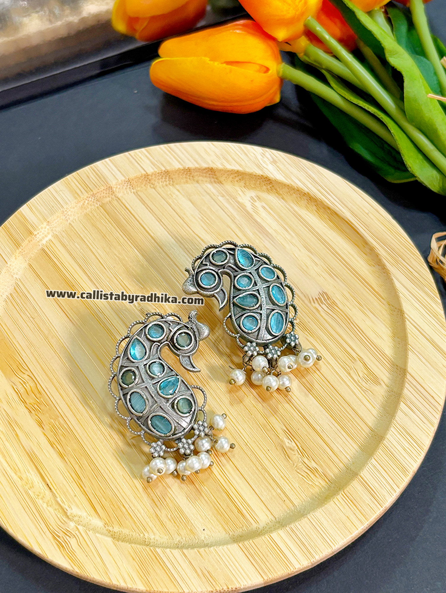 Silver Replica Peacock Earring