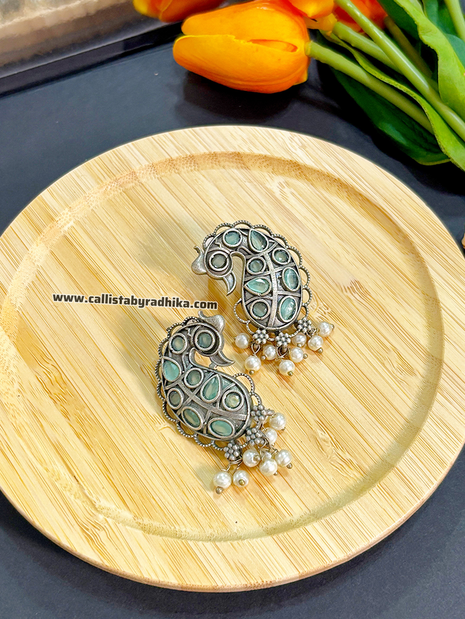 Silver Replica Peacock Earring