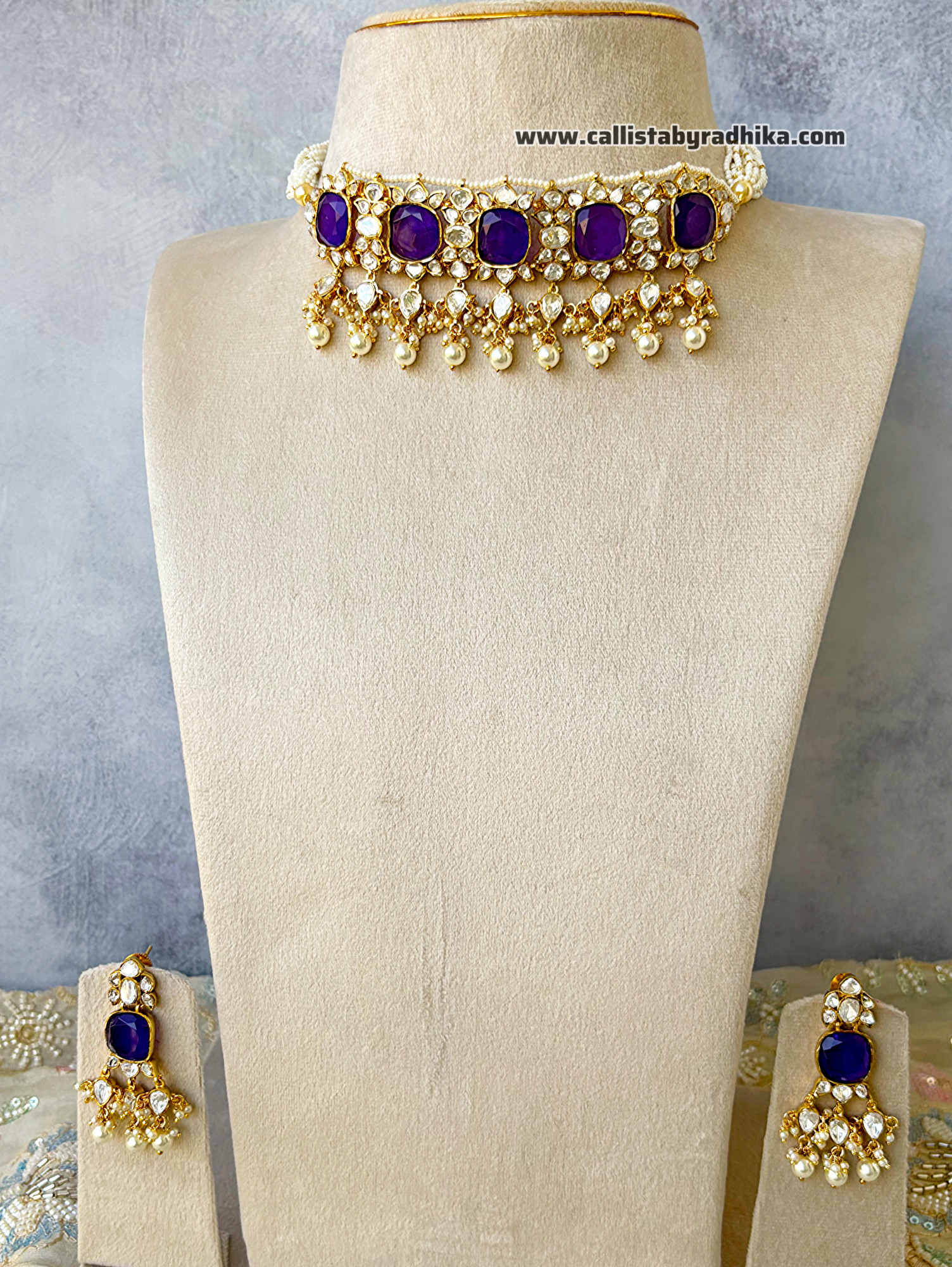 Purple Doublet Stone Designer Choker