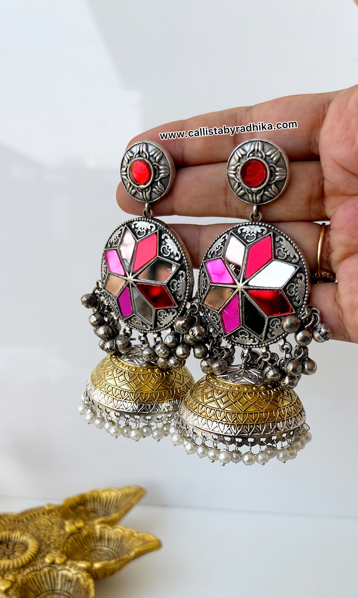 Fusion Mirror Jhumka