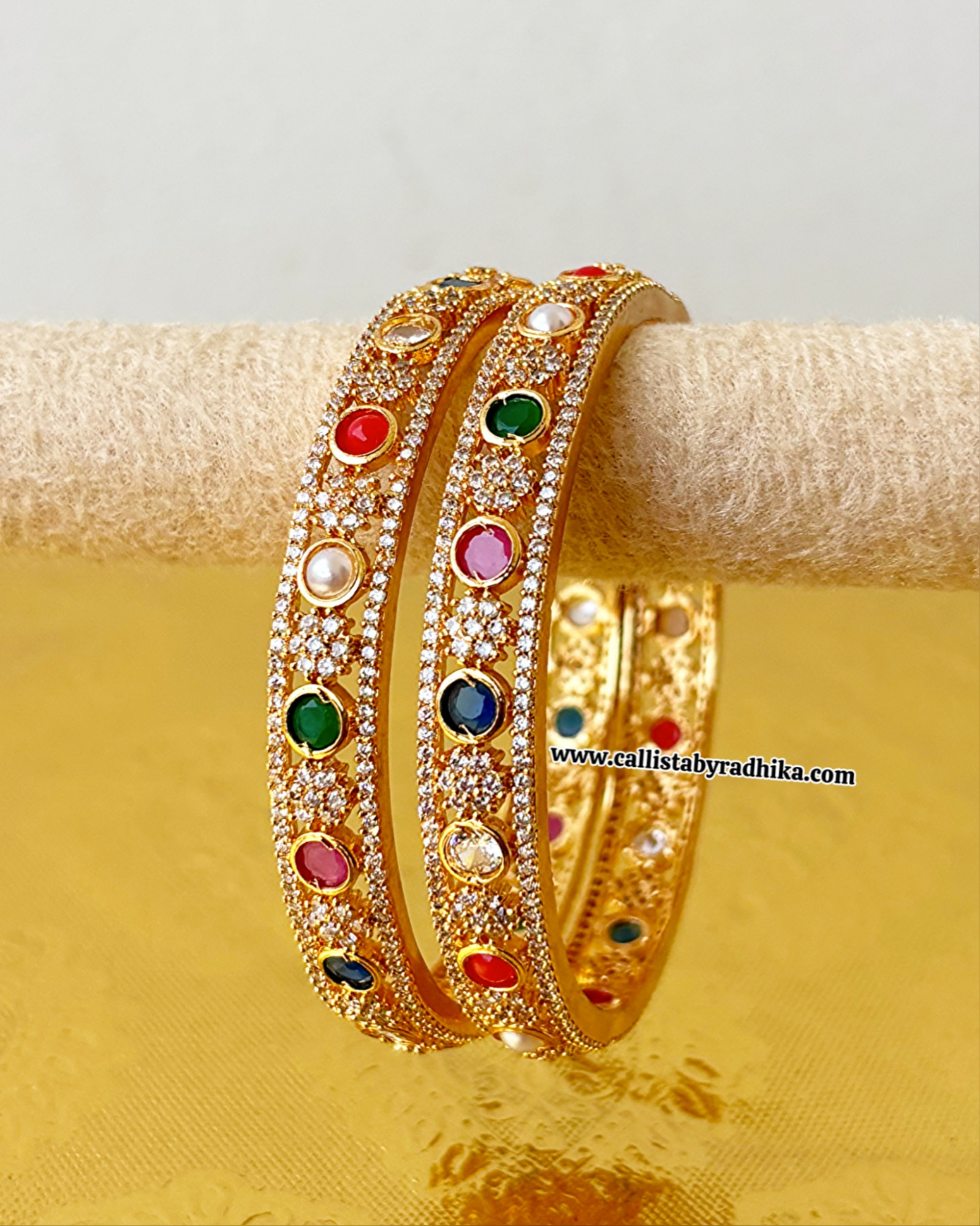 Gold Polish Navaratna Bangle