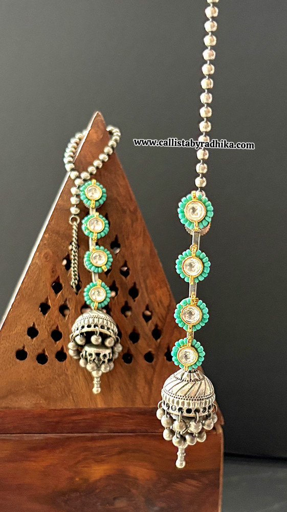 Image of Pachi Kundan Silver Replica Jumka