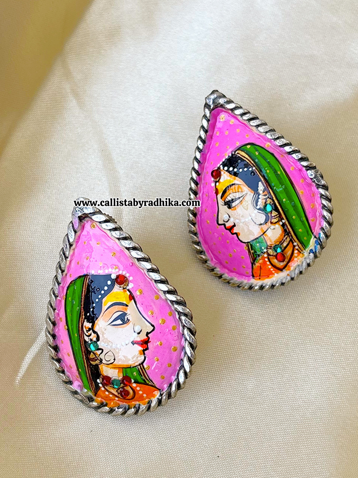 Hand-painted Raja Rani Studs