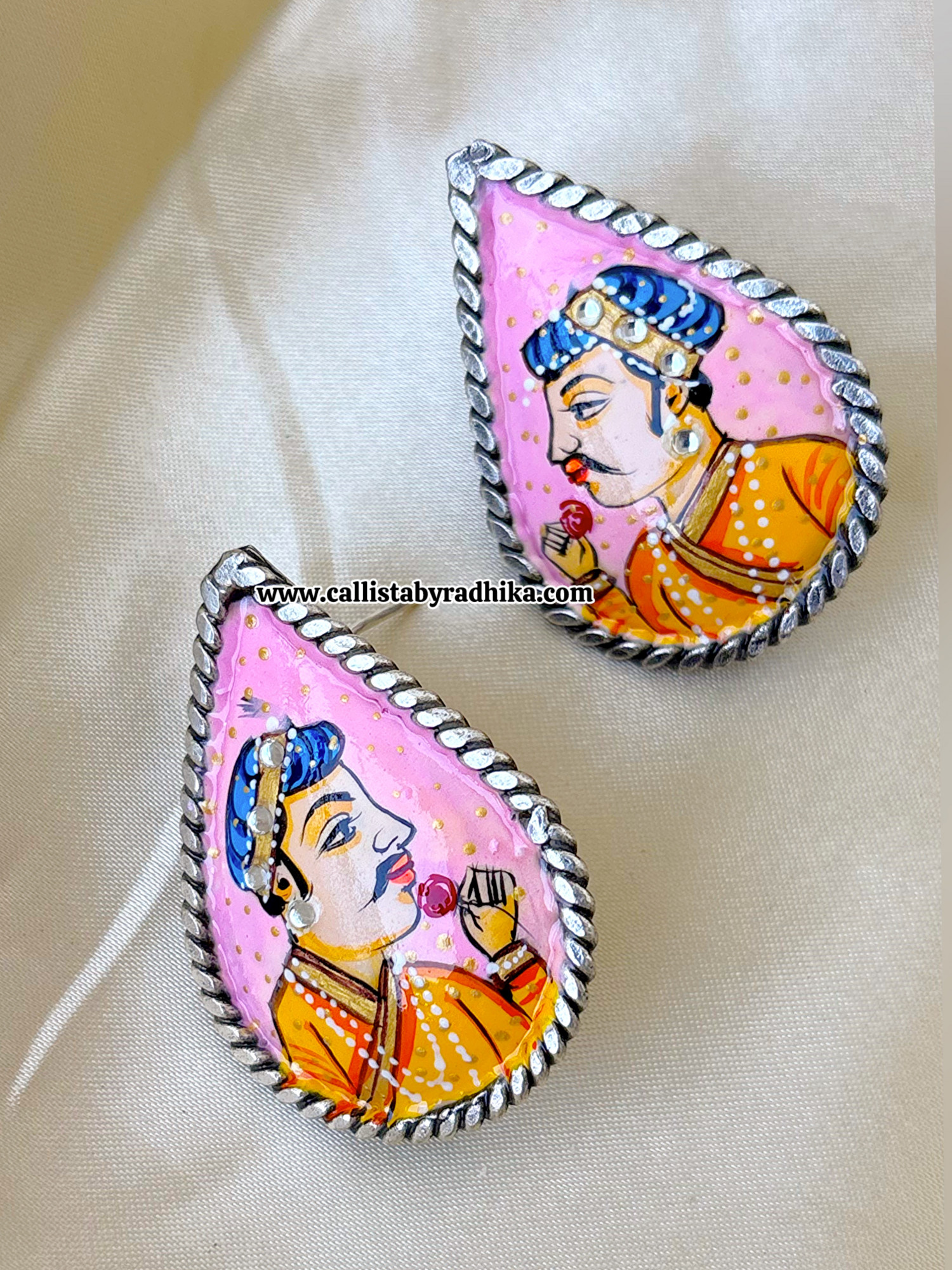 Hand-painted Raja Rani Studs