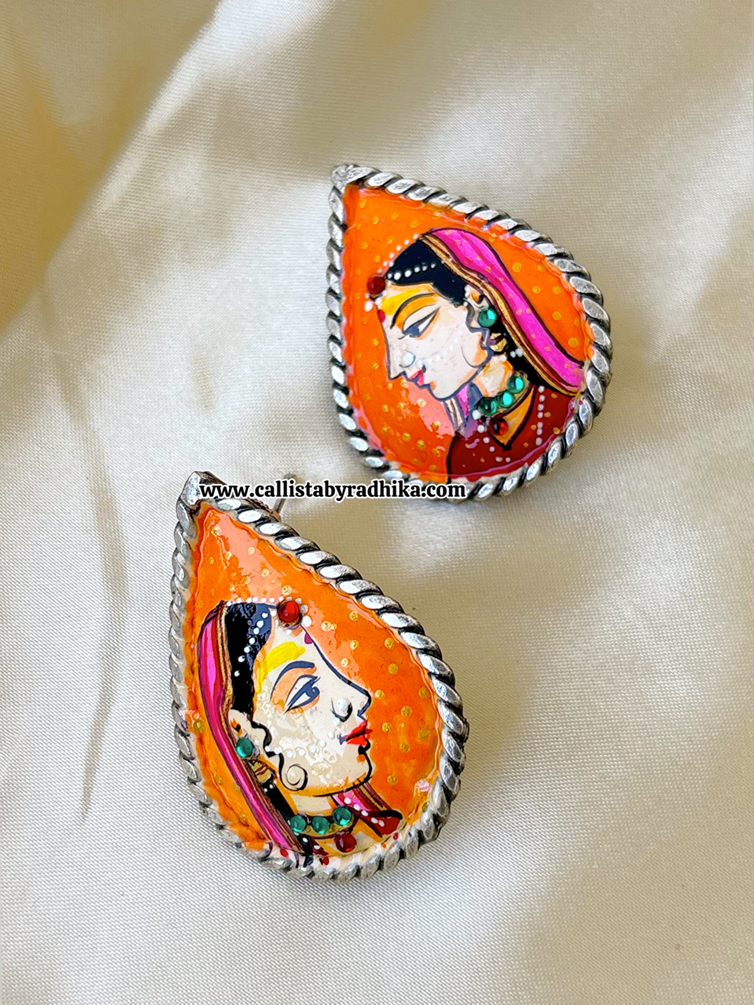 Hand-painted Raja Rani Studs