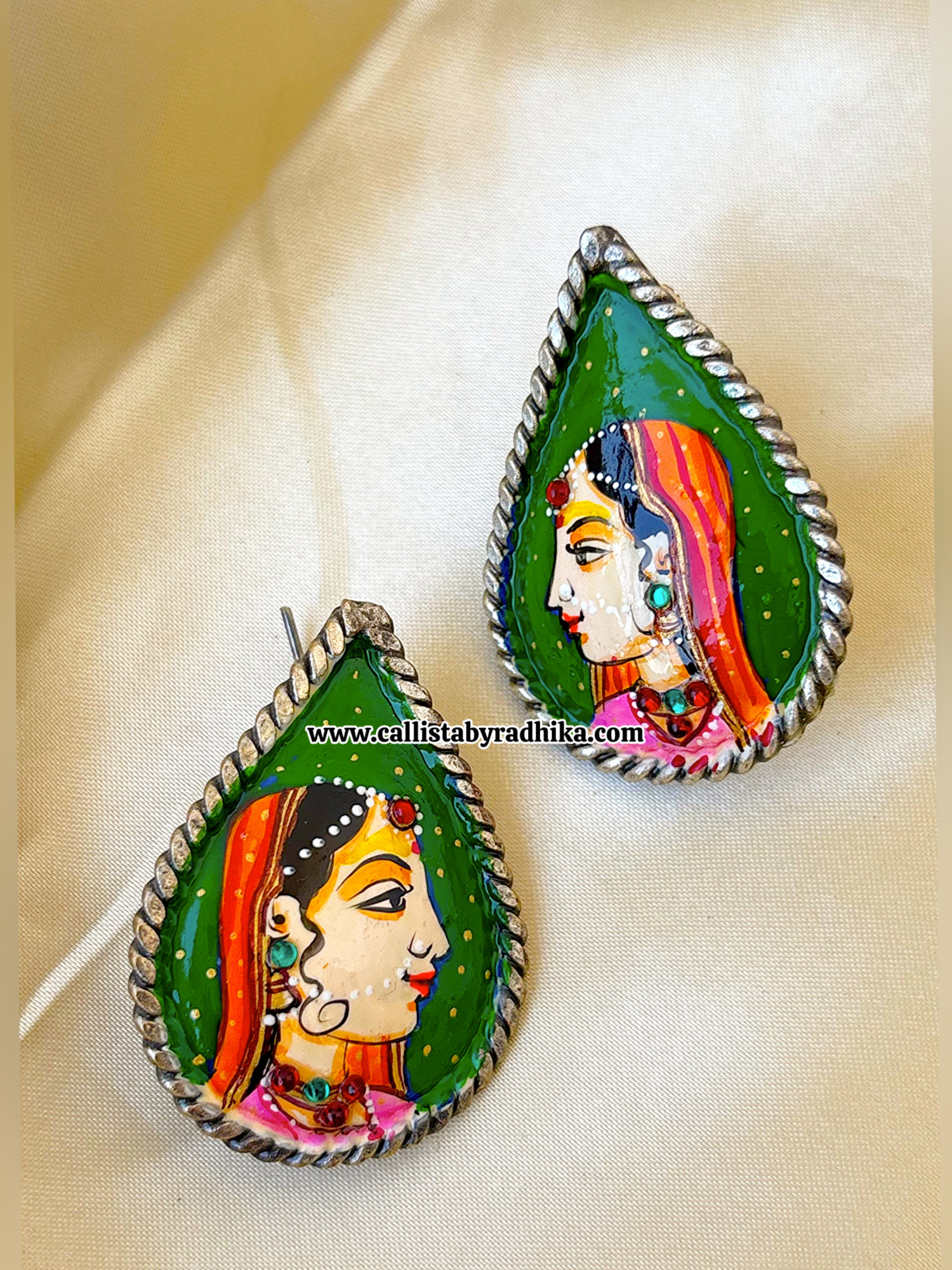 Hand-painted Raja Rani Studs