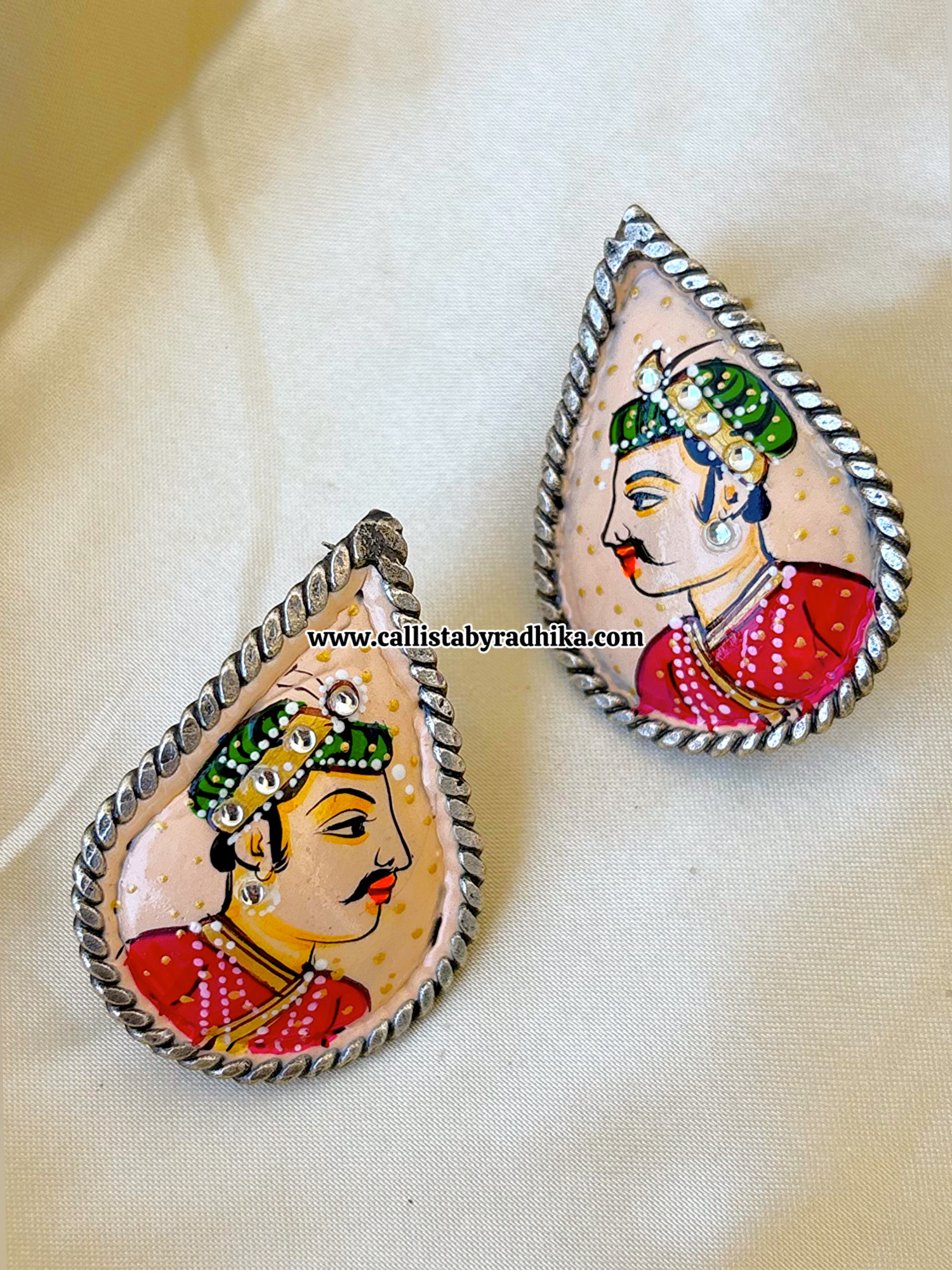 Hand-painted Raja Rani Studs