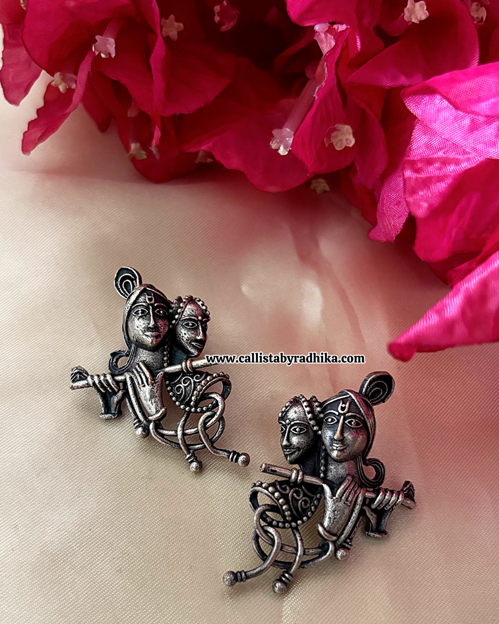 Solid silver Radha Krishna Stud