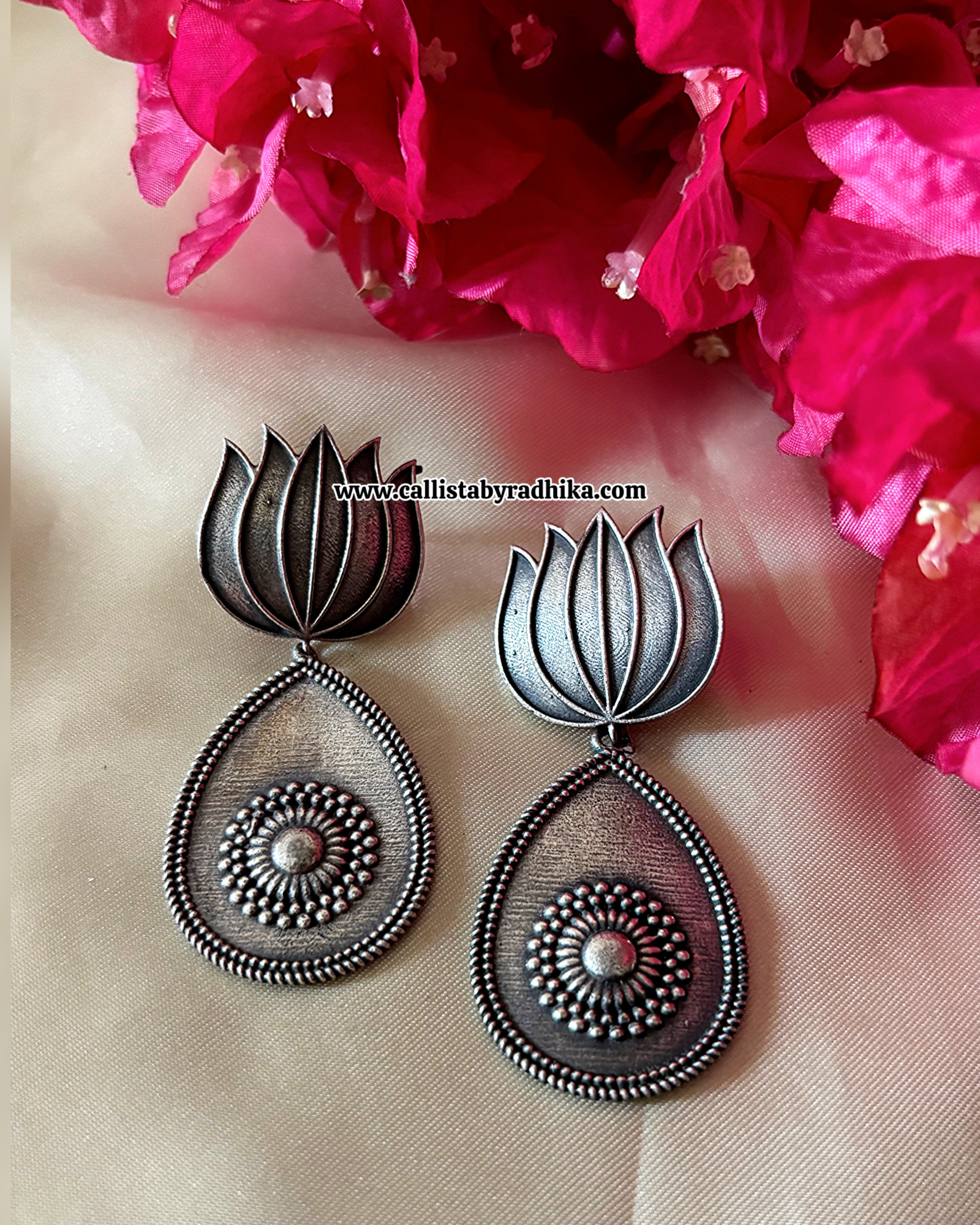 Solid silver Lotus Earrings