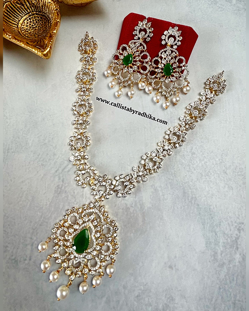 Image of Emerald Green Diamond Look-Alike Necklace